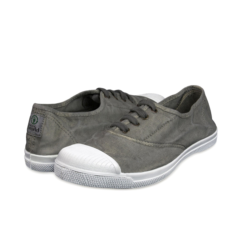 Zapatilla gris de cordón y elástico LONA102 Natural World - LONA102-131-2.jpg