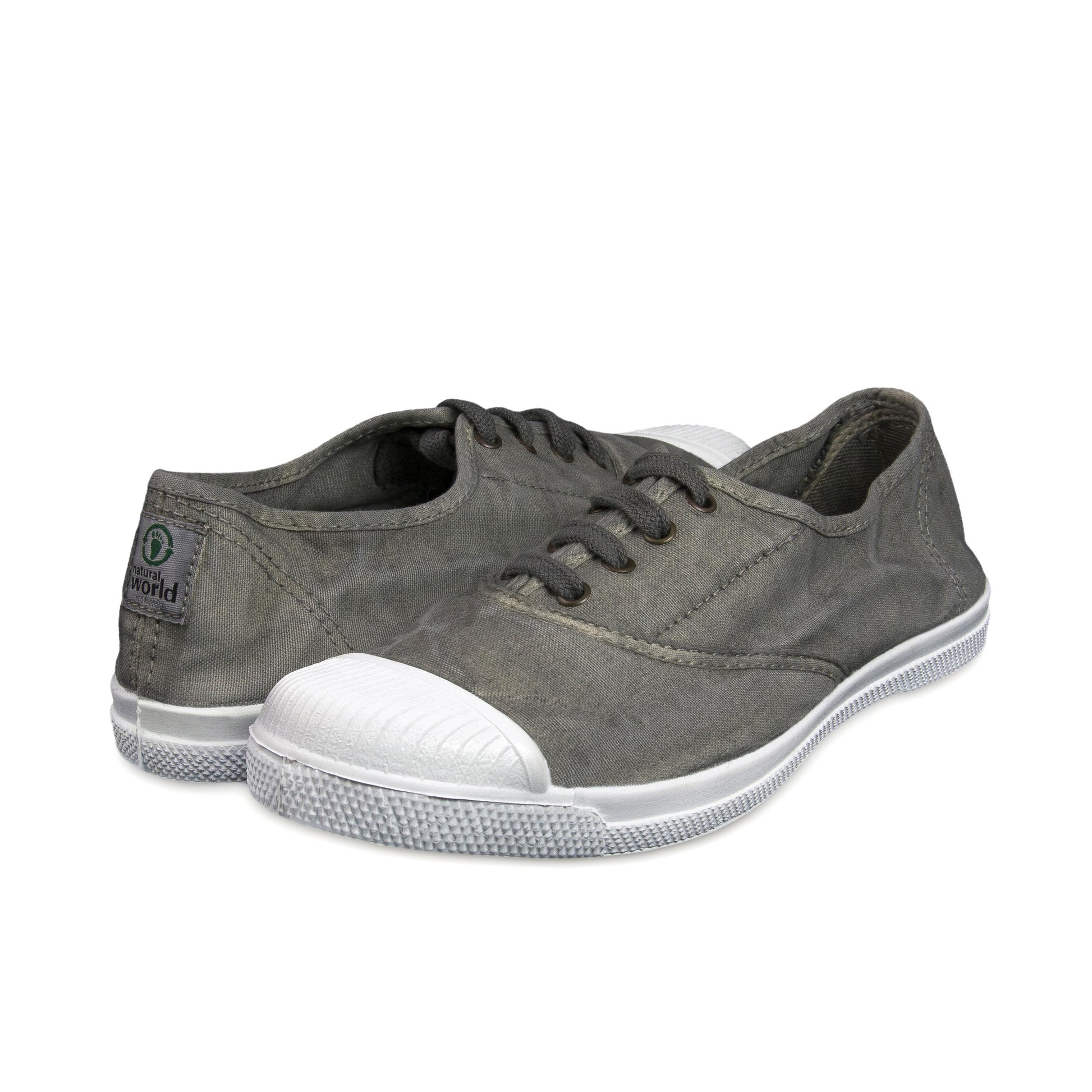Zapatilla gris de cordón y elástico LONA102 Natural World - LONA102-131-2.jpg