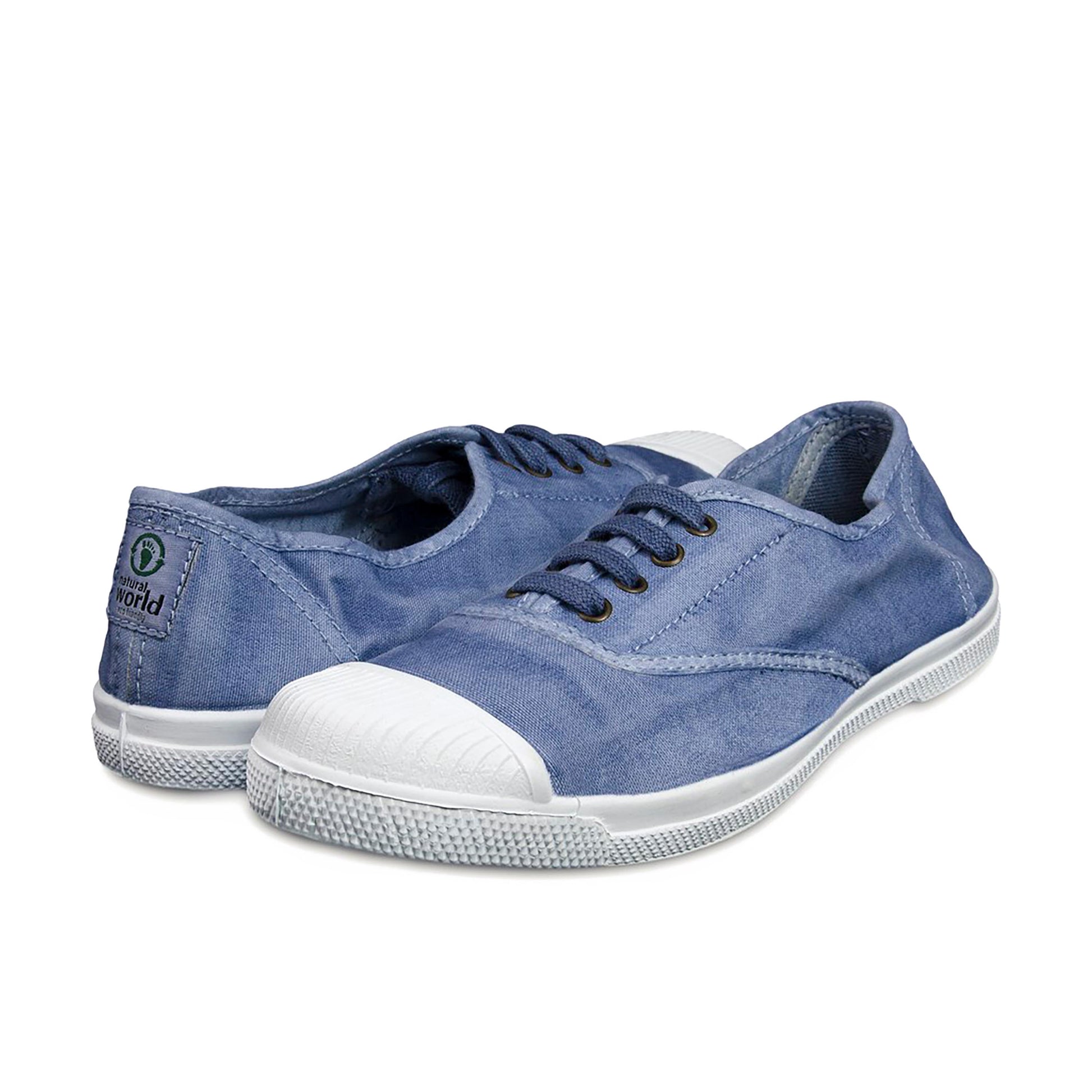 Zapatilla celeste de cordón y elástico LONA102 Natural World - LONA102-206-2.jpg