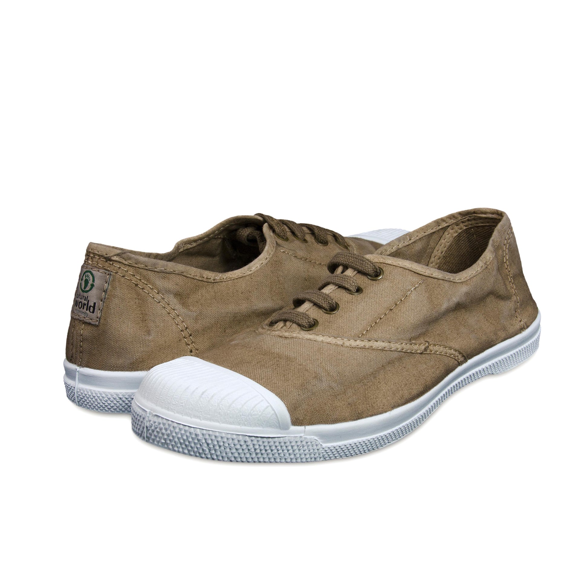 Zapatilla beige de cordón y elástico LONA102 Natural World - LONA102-129-2.jpg