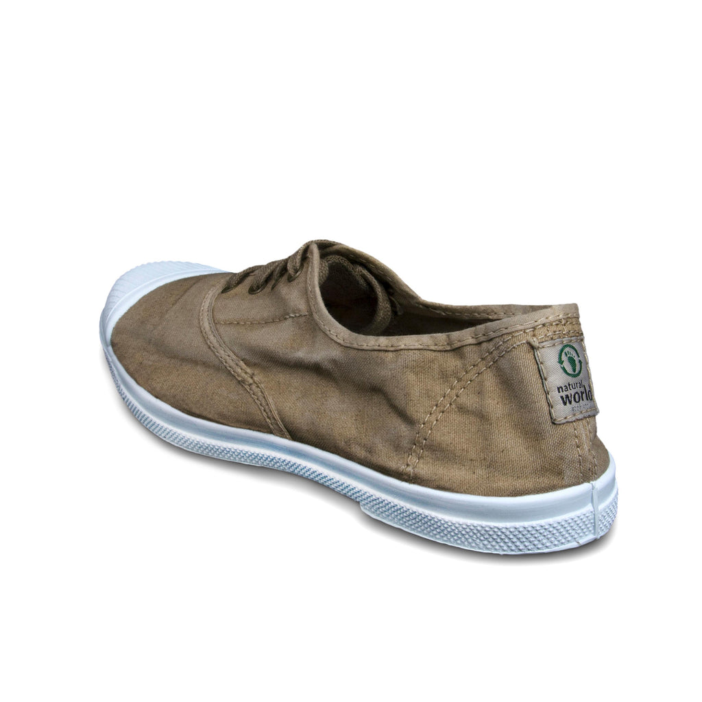 Zapatilla beige de cordón y elástico LONA102 Natural World - LONA102-129-4.jpg