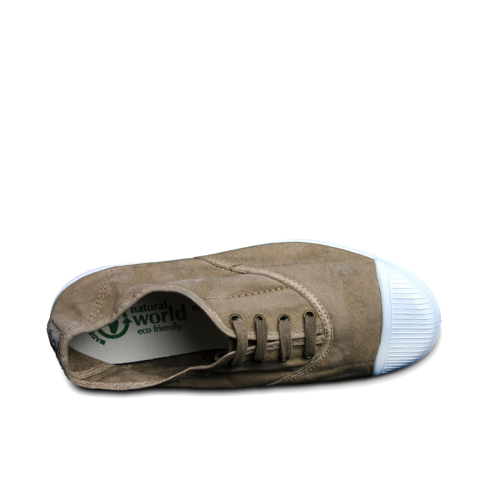 Zapatilla beige de cordón y elástico LONA102 Natural World - LONA102-129-6.jpg