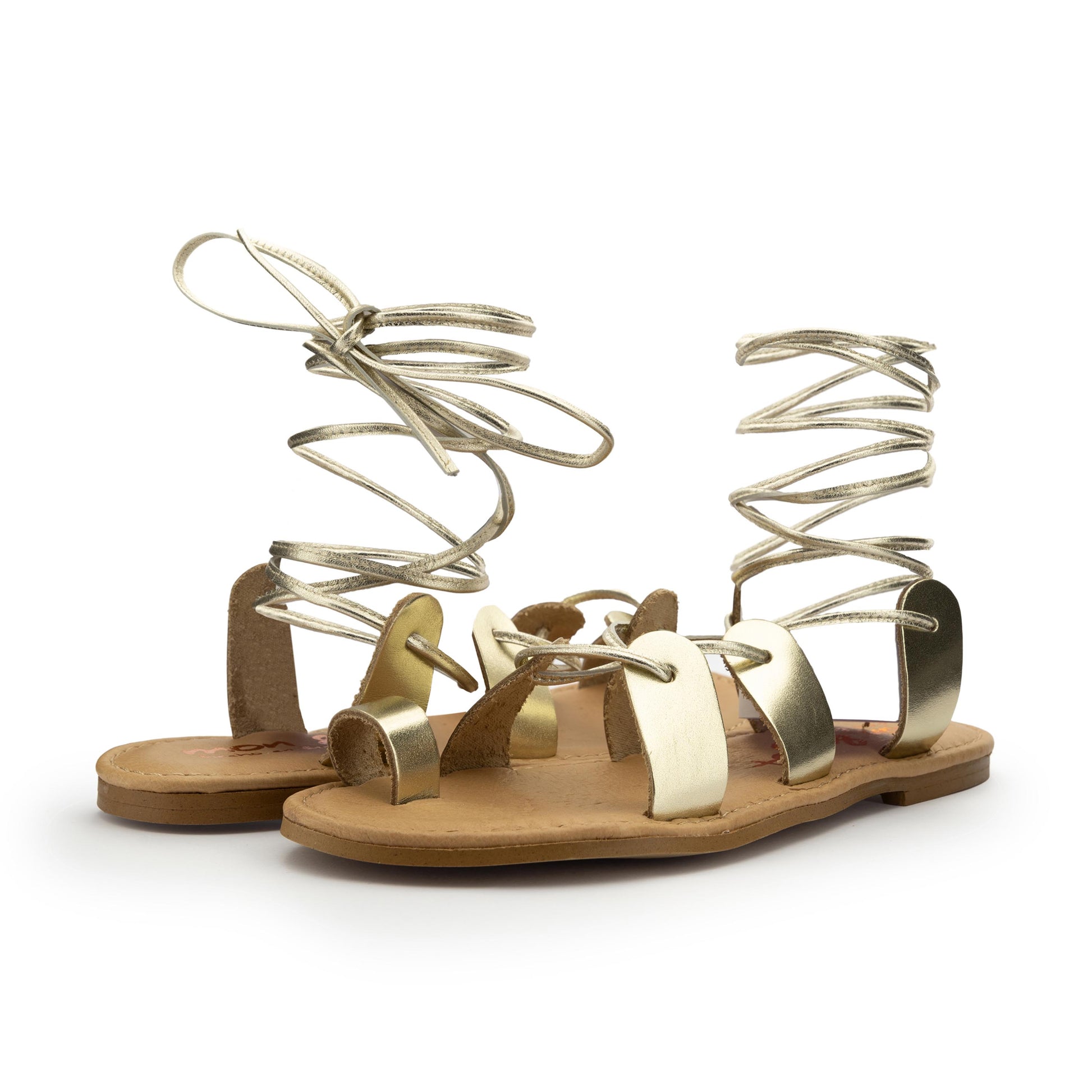 Sandalia plana champán con cintas 1416 de Pepa & Cris - 1416-110-2.jpg