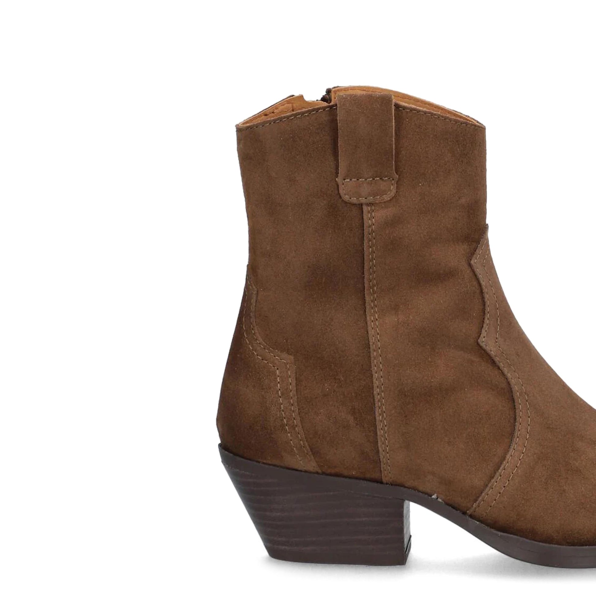 Botín cowboy de tacón ante marrón con cremallera 2072 Alpe