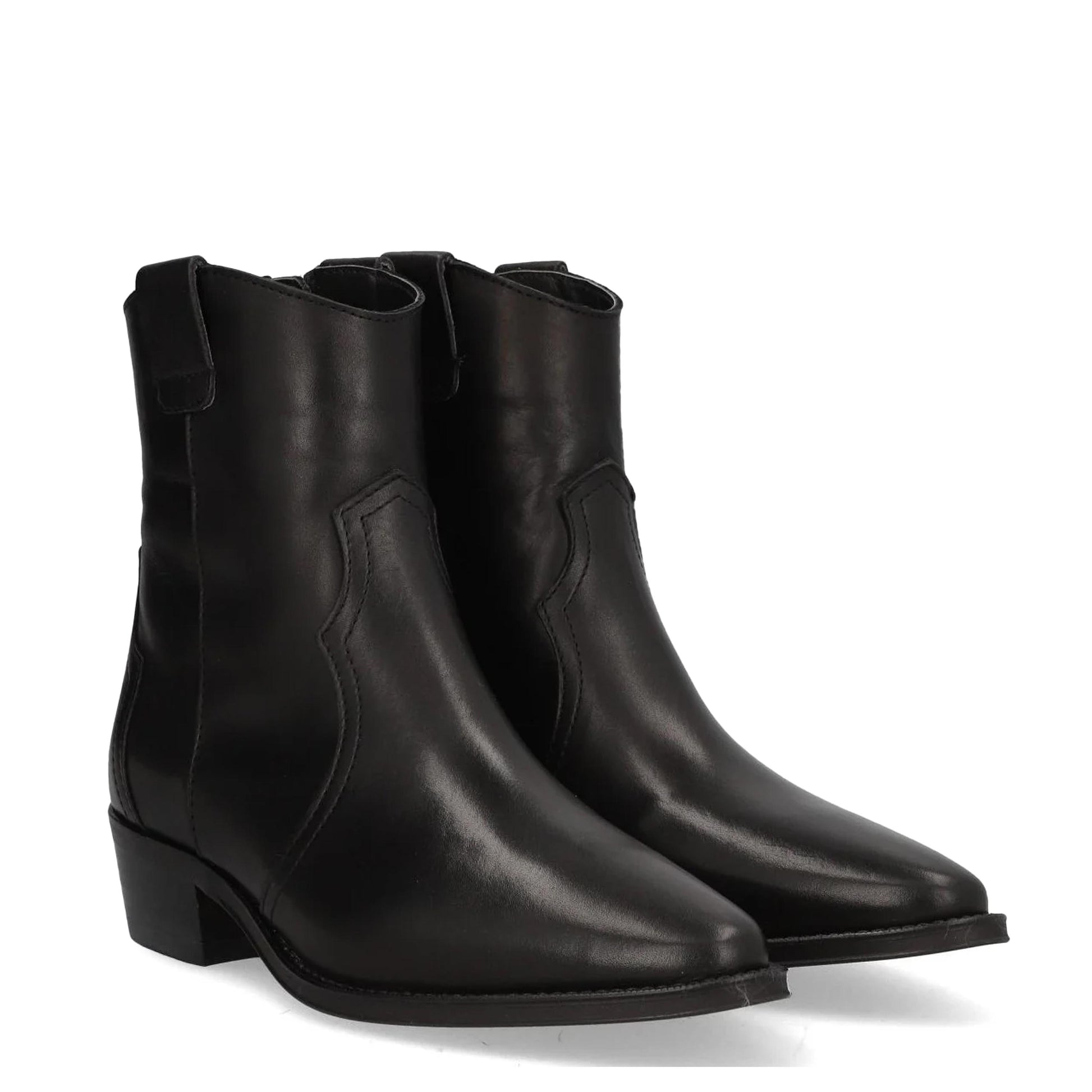 Botín cowboy de tacón negro con cremallera 2548 Alpe