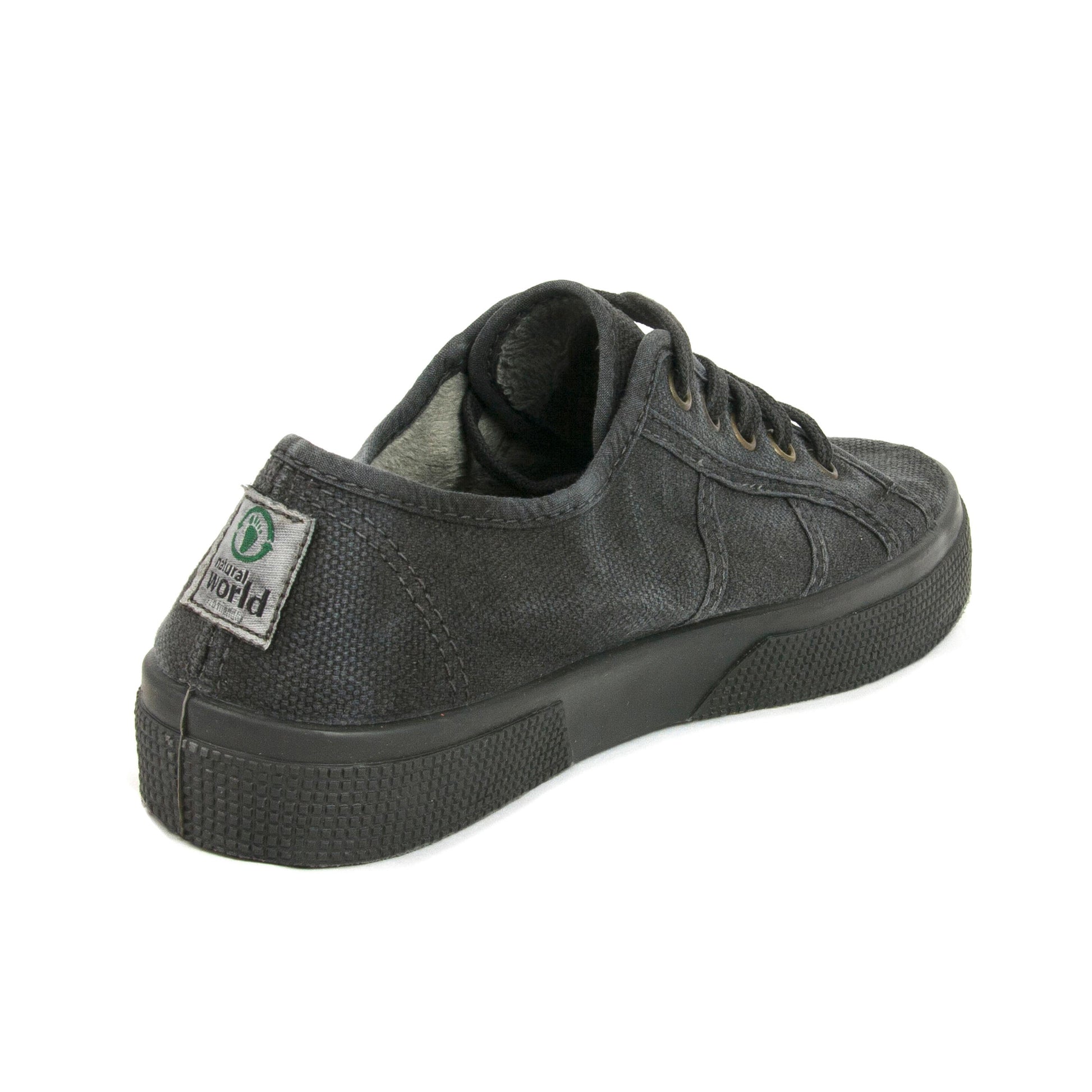 Zapatilla negro lavado con cordón 2901 Natural World - 2901-144-3.jpg