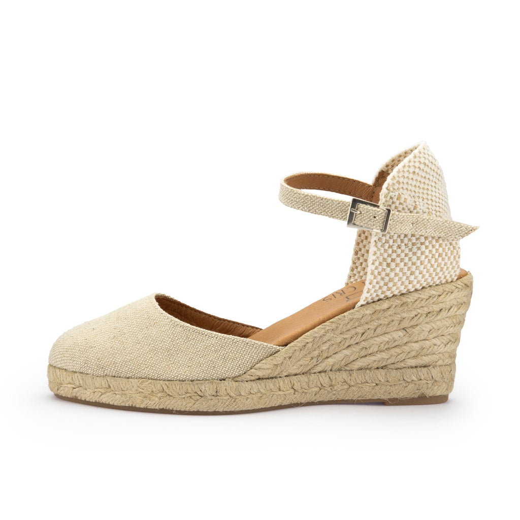 Cuña cerrada lino beige de hebilla 52SIMPLE Pepa&Cris - 52SIMPLE-104-1.jpg