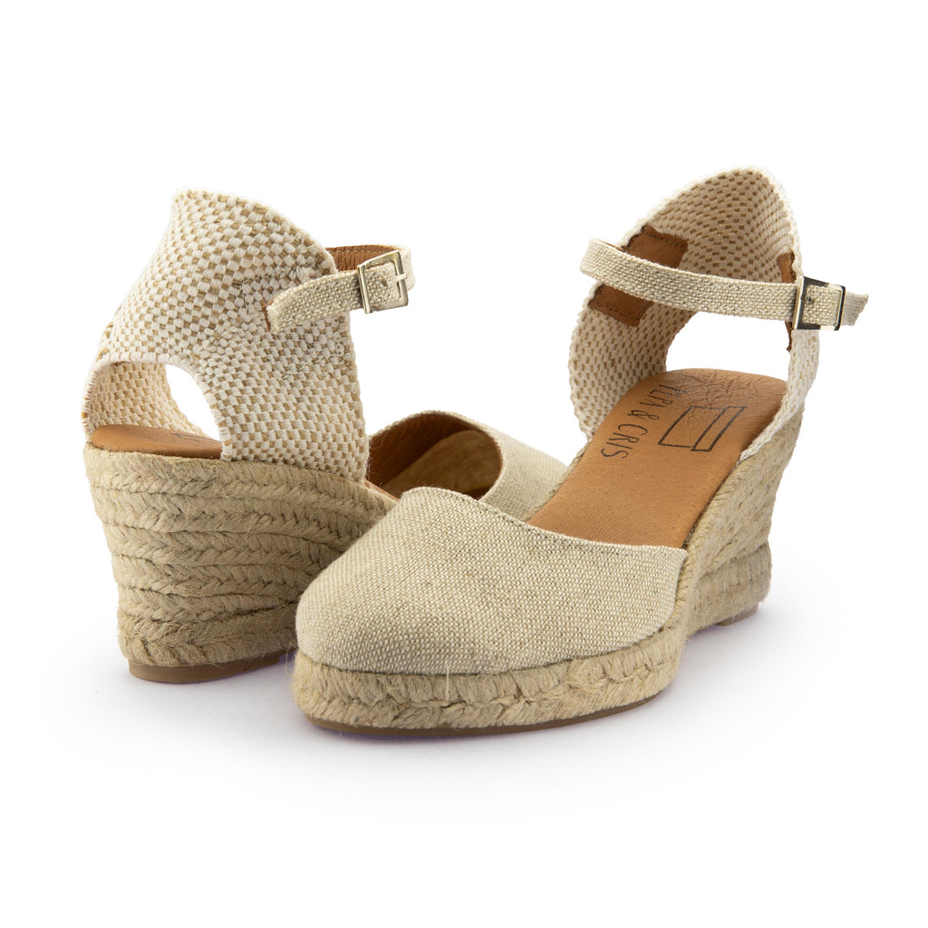 Cuña cerrada lino beige de hebilla 52SIMPLE Pepa&Cris - 52SIMPLE-104-2.jpg