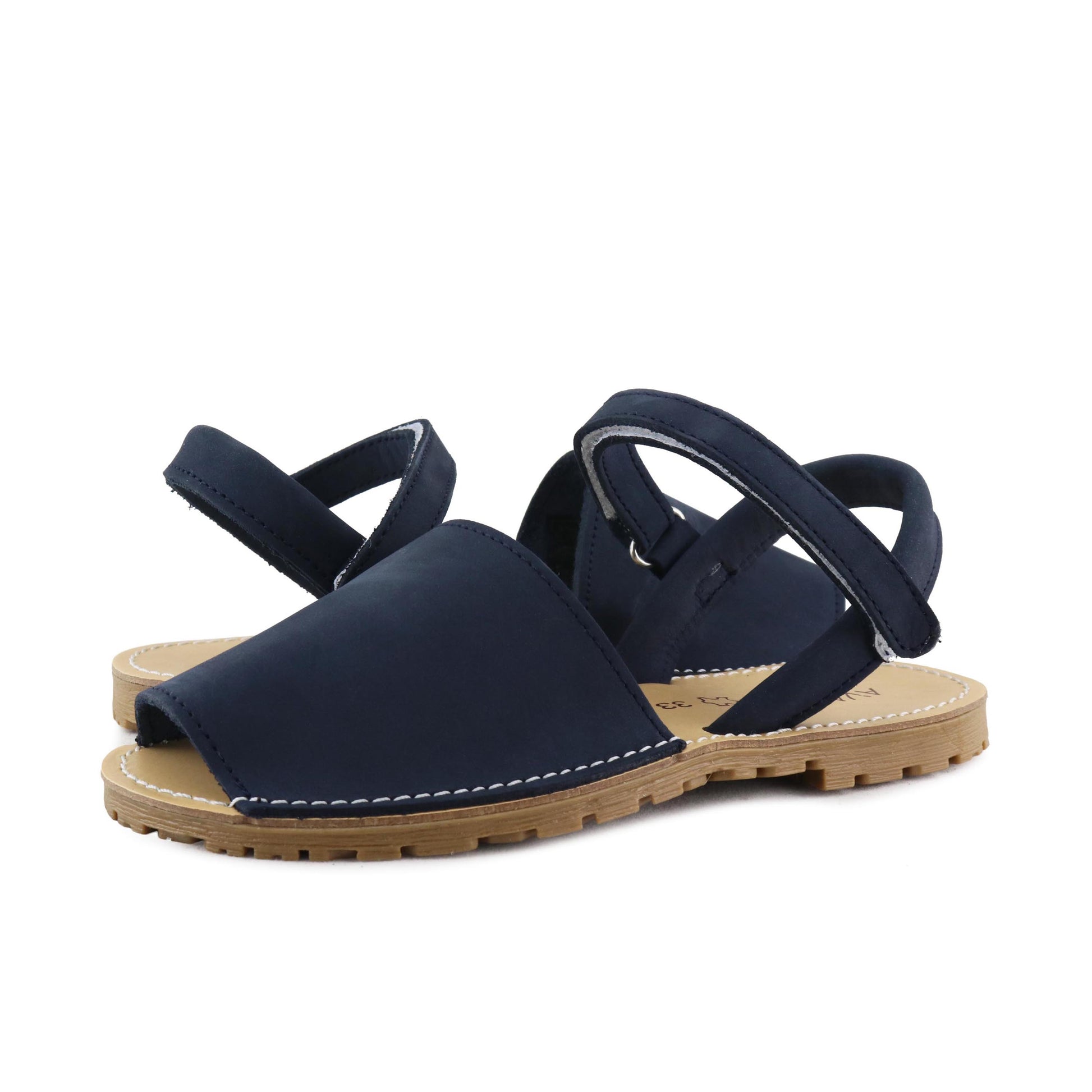 Menorquina plana nobuk azul con velcro 551 de Jeromín - 551-34-2.jpg