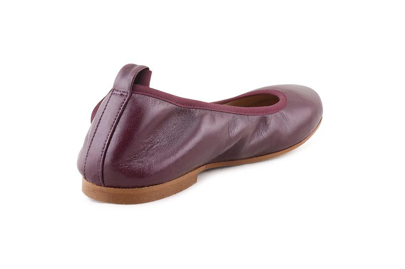 Bailarina burdeos con cintas 952 de Jeromín - Bailarina piel burdeos elástico y cintas Jeromin