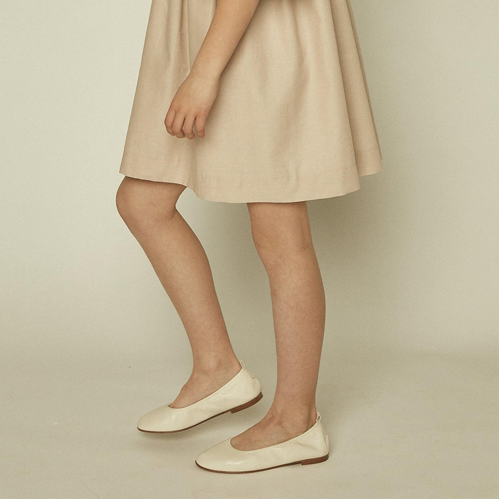 Bailarina beige con cintas 952 de Jeromín - Bailarina piel beige elástico y cintas Jeromin