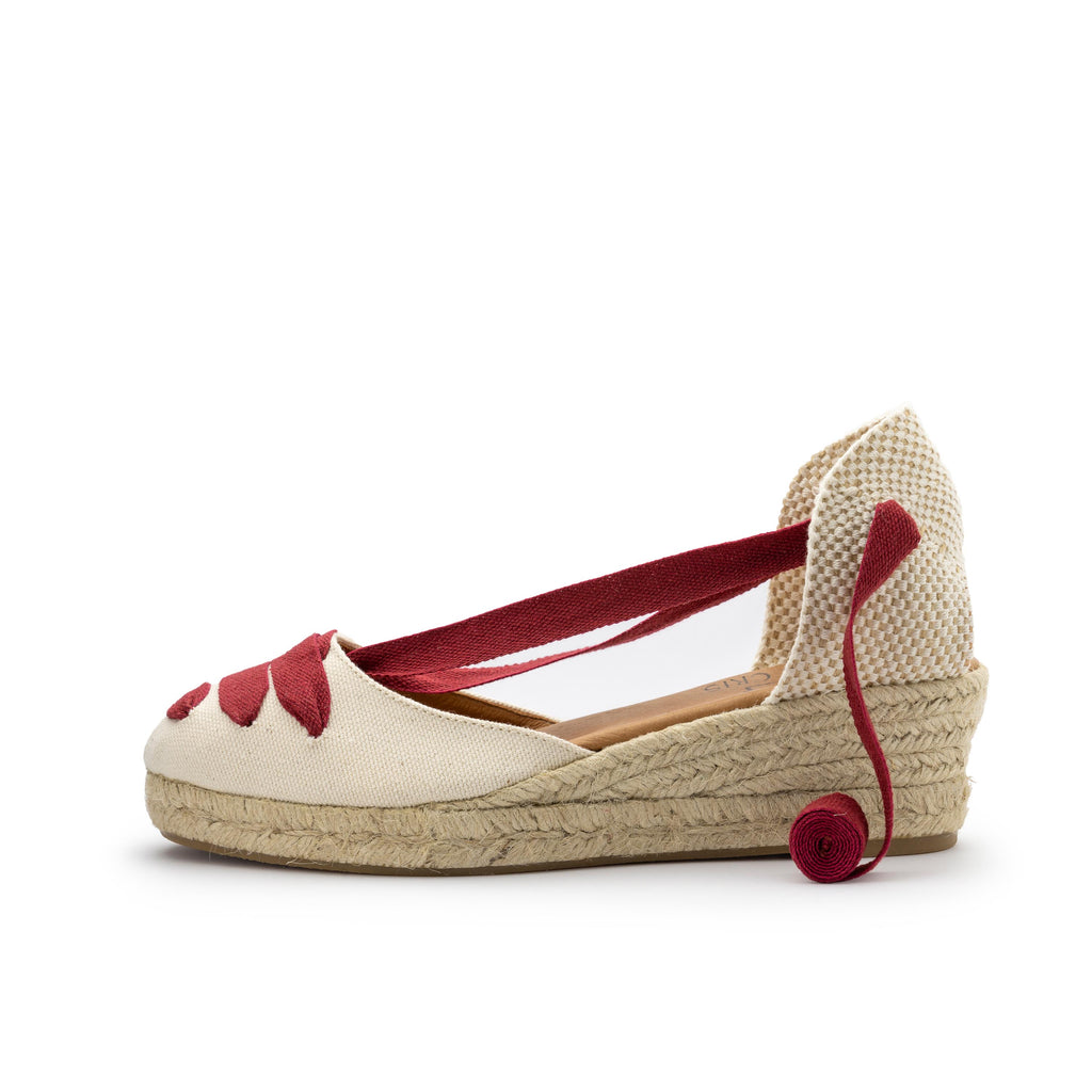 Cuña cerrada crudo/burdeos de cintas BAJA41LONA Pepa&Cris - BAJA41LONA-583-1.jpg