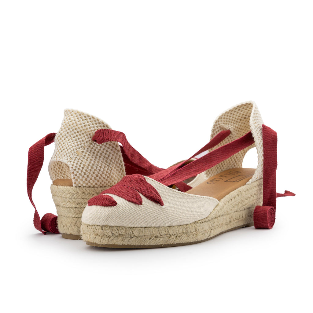 Cuña cerrada crudo/burdeos de cintas BAJA41LONA Pepa&Cris - BAJA41LONA-583-2.jpg