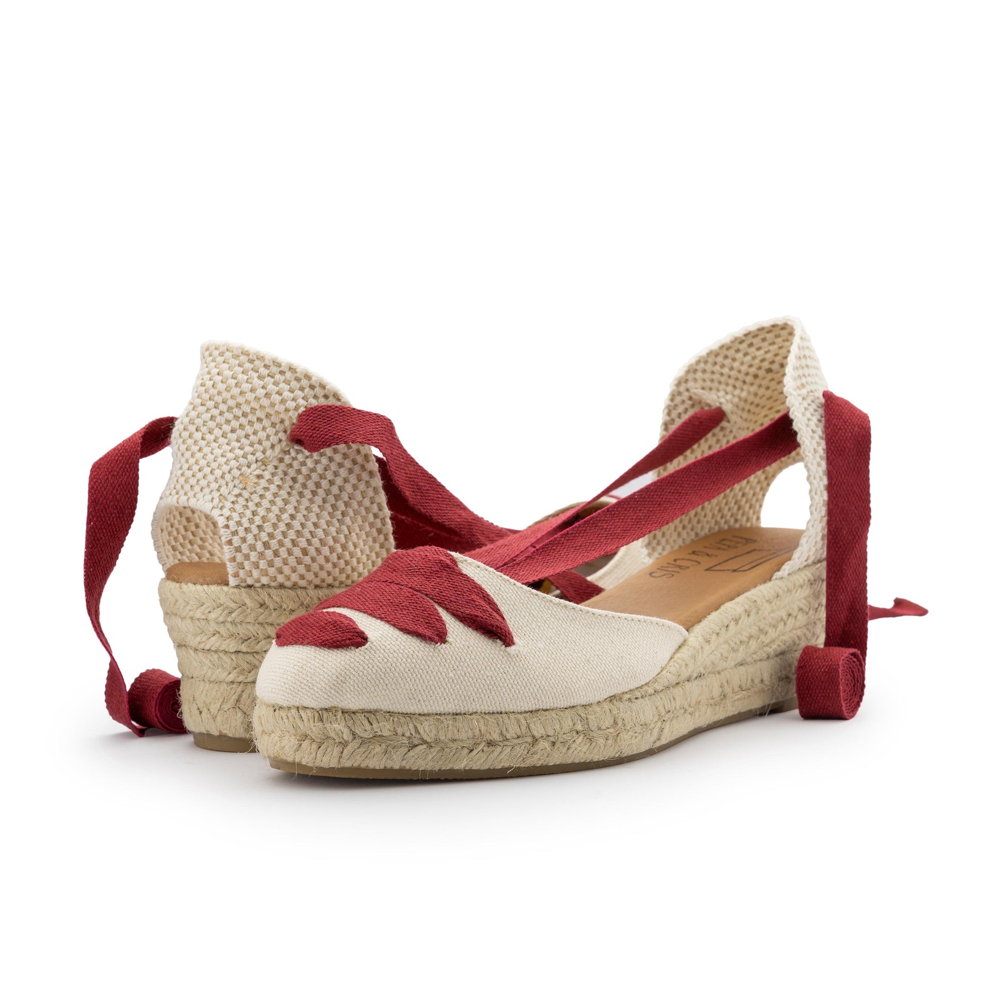 Cuña cerrada crudo/burdeos de cintas BAJA41LONA Pepa&Cris - BAJA41LONA-583-2.jpg