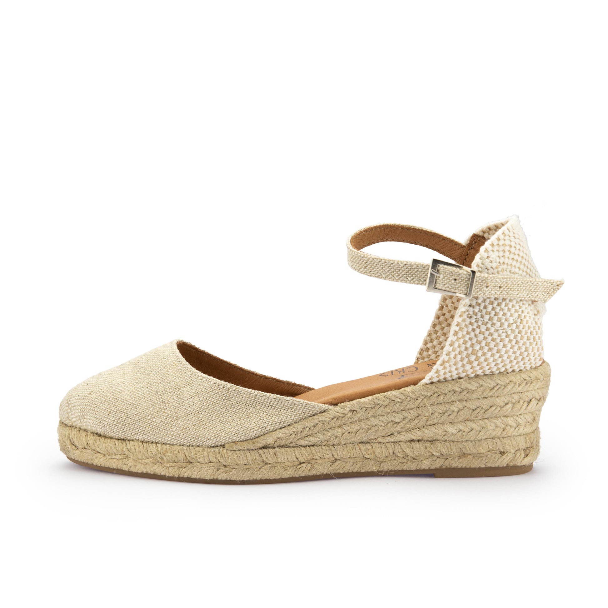 Cuña cerrada lino beige de hebilla CARLA Pepa&Cris - CARLA-104-1.jpg