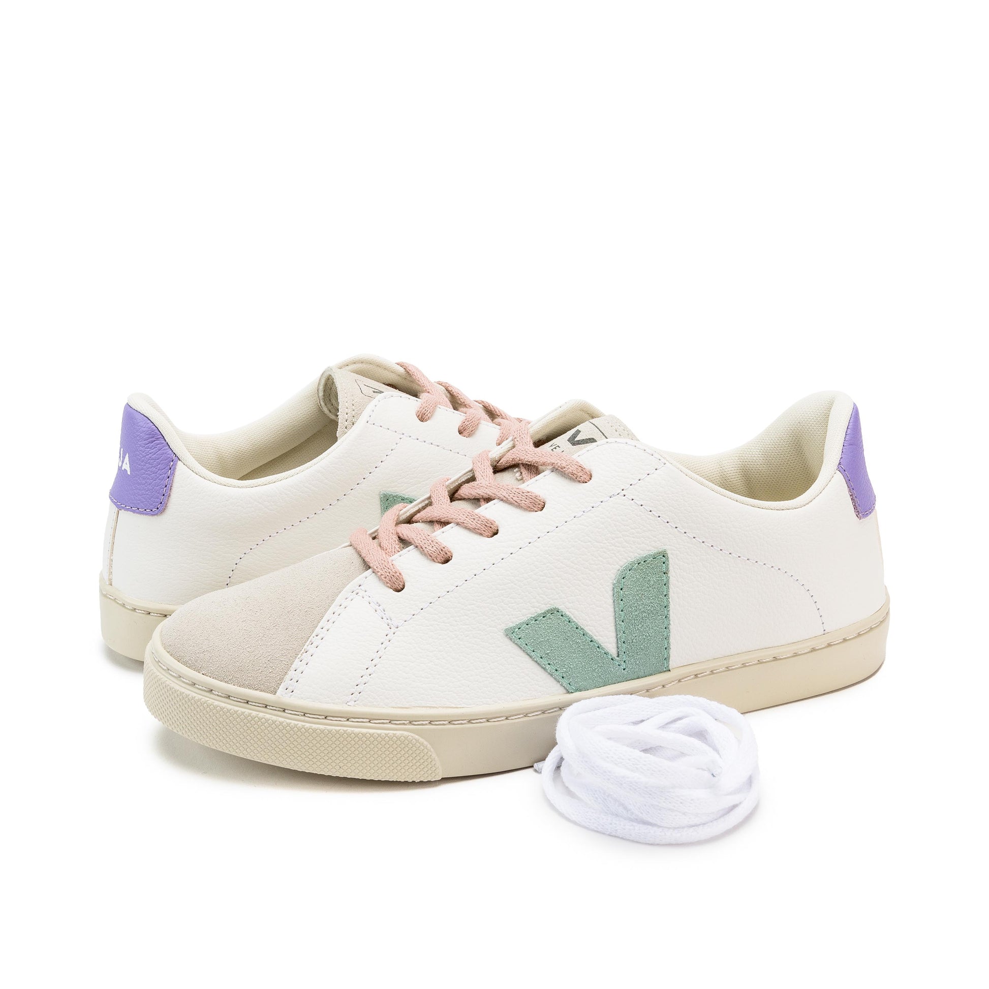 Deportiva blanco/verde/lila con cordón ESPLAR de Veja - ESPLAR-479-2.jpg