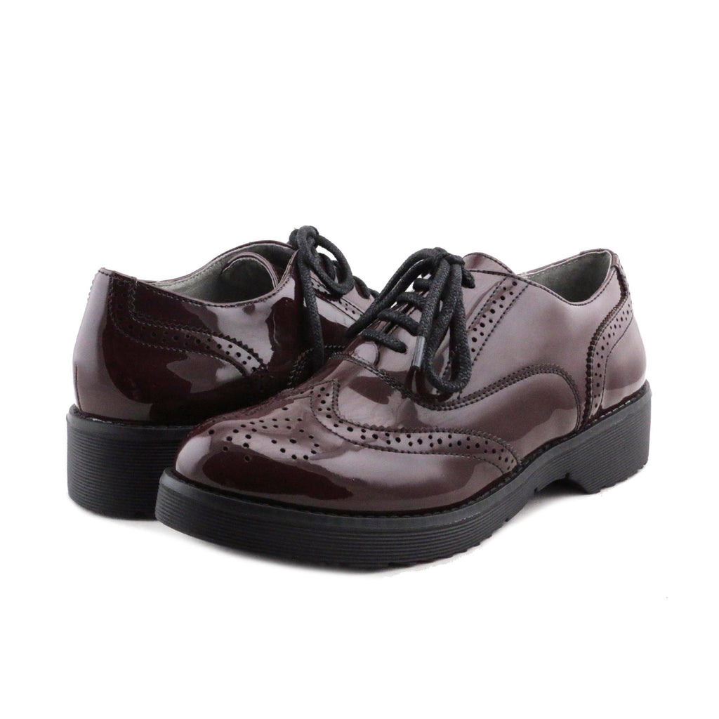 Blucher picado charol burdeos con cordón FG920 Café Noir - FG920-22-2.jpg