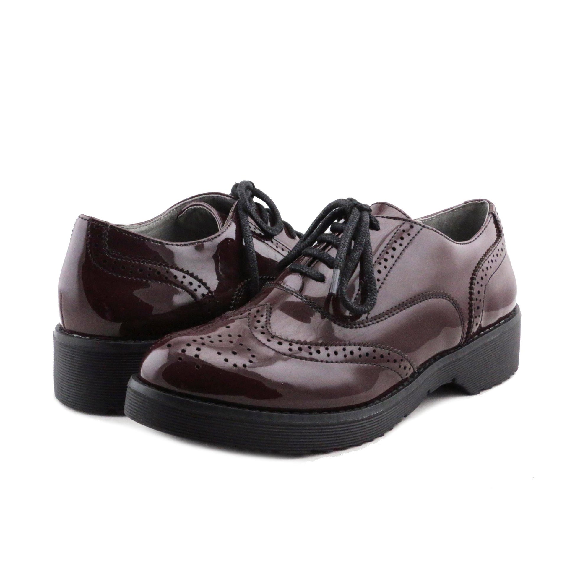 Blucher picado charol burdeos con cordón FG920 Café Noir - FG920-22-2.jpg