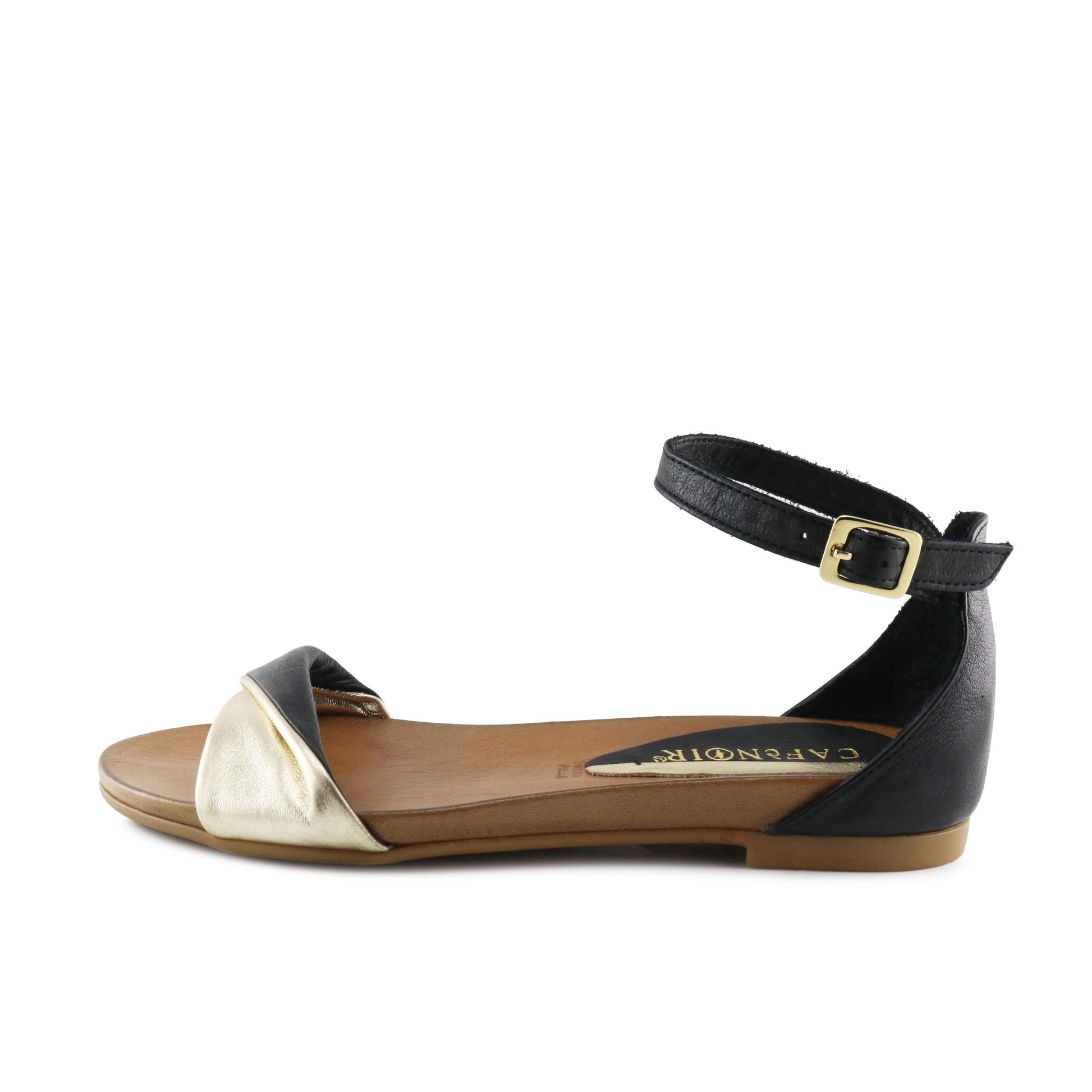 Sandalia plana negro con hebilla GA106 de Café Noir - GA106-20-1.jpg