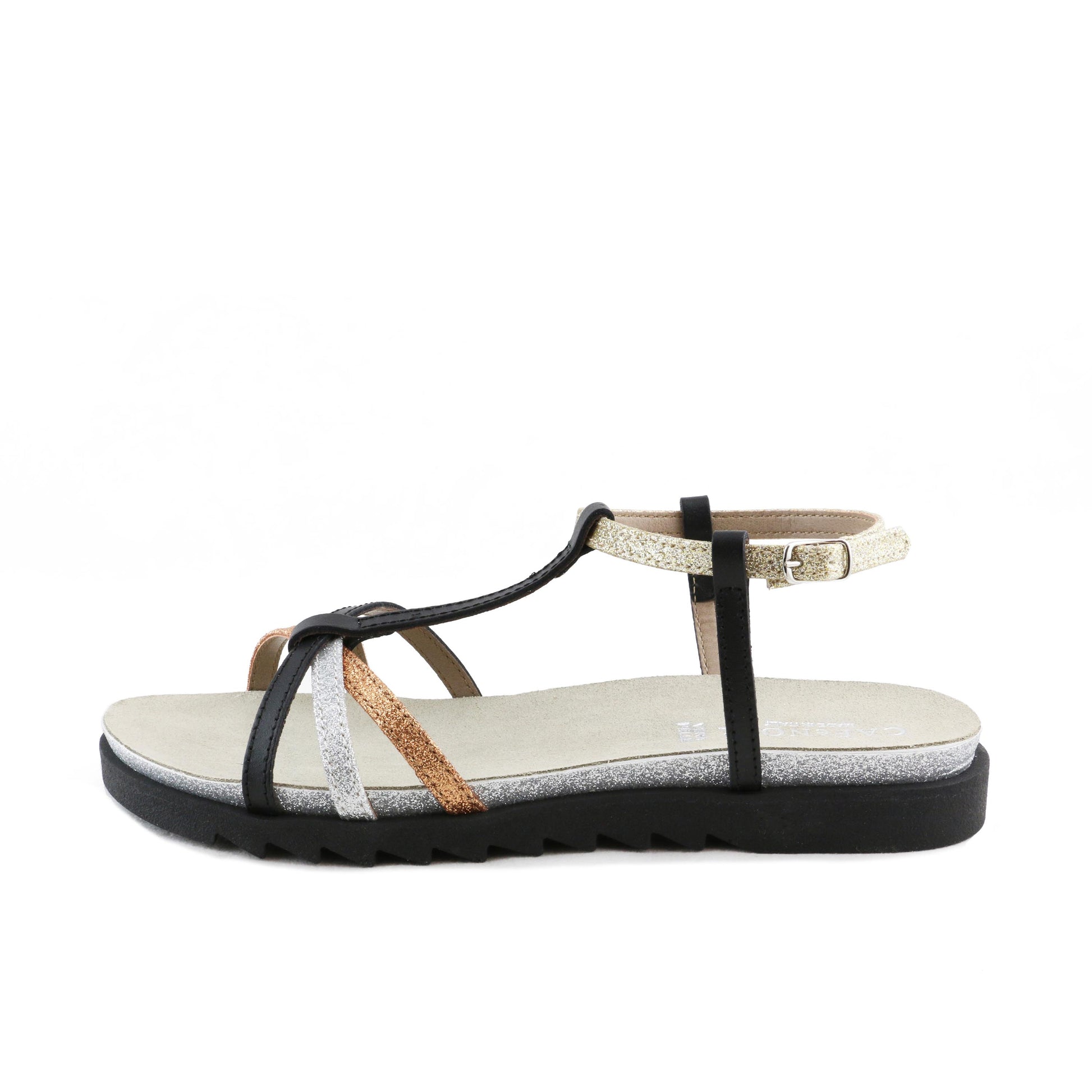 Sandalia plana negro con hebilla GH913 de Café Noir - GH913-20-1.jpg