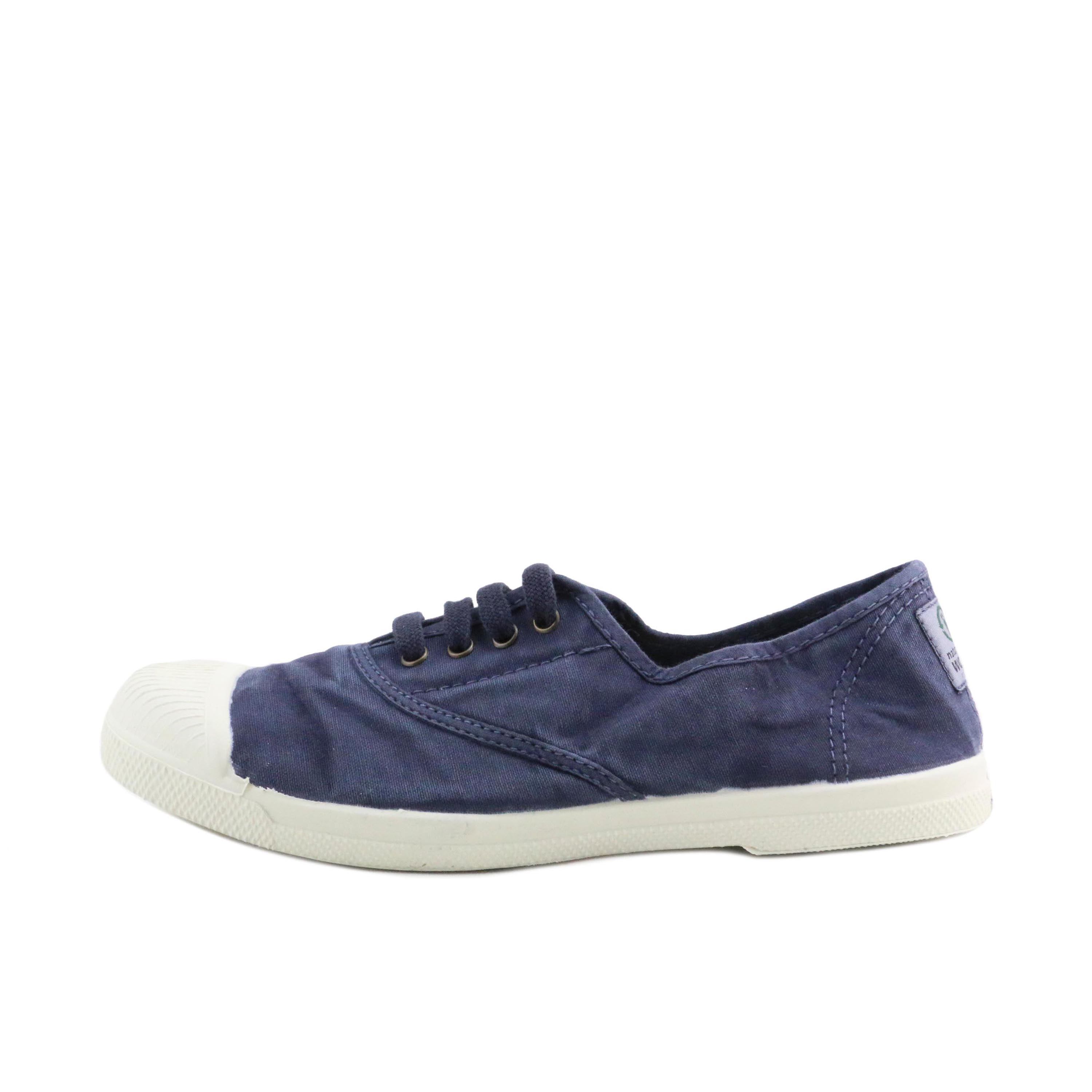 Zapatilla azul de cordón y elástico LONA102 Natural World - LONA102-130-1.jpg