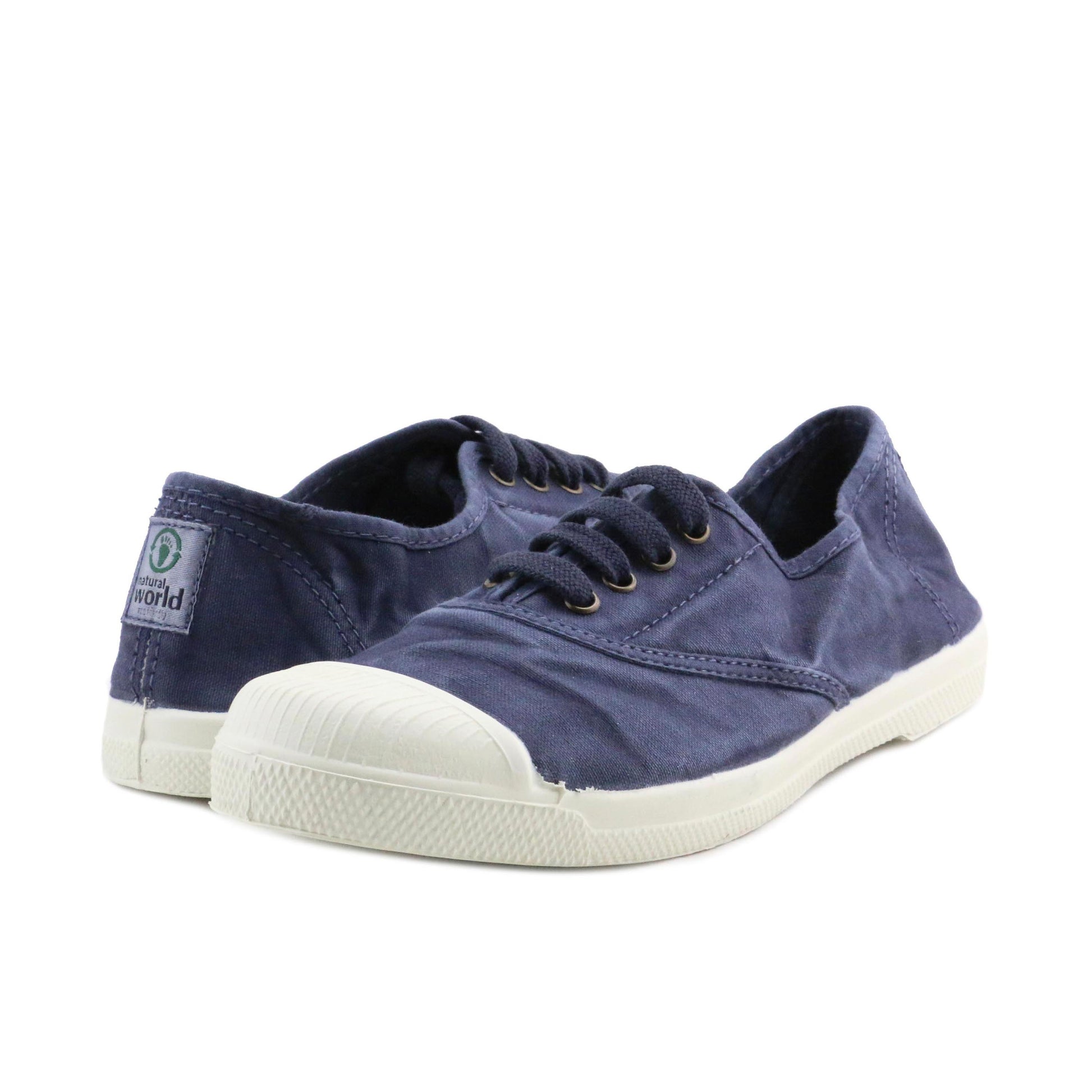 Zapatilla azul de cordón y elástico LONA102 Natural World - LONA102-130-2.jpg