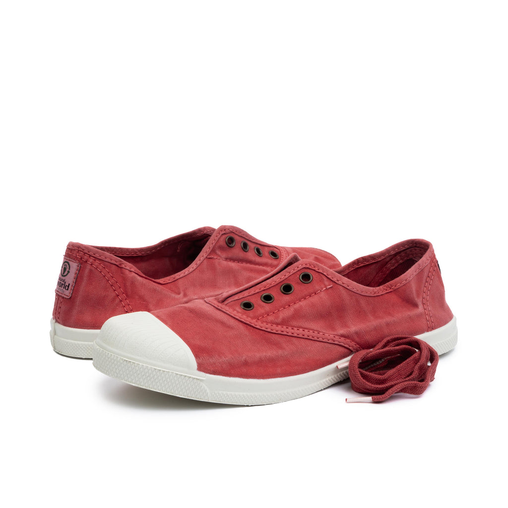 Zapatilla rojo de cordón y elástico LONA102 Natural World - LONA102-143-2.jpg