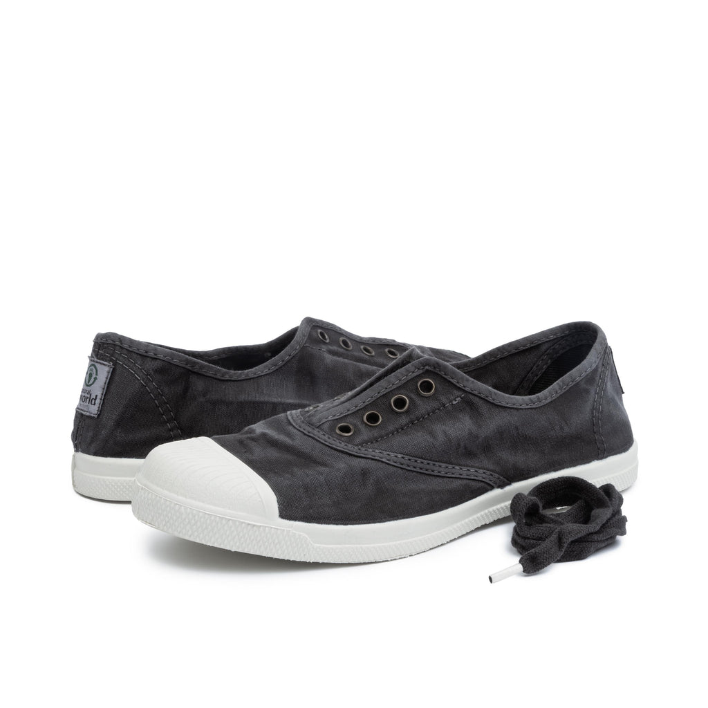 Zapatilla negro de cordón y elástico LONA102 Natural World - LONA102-144-2.jpg