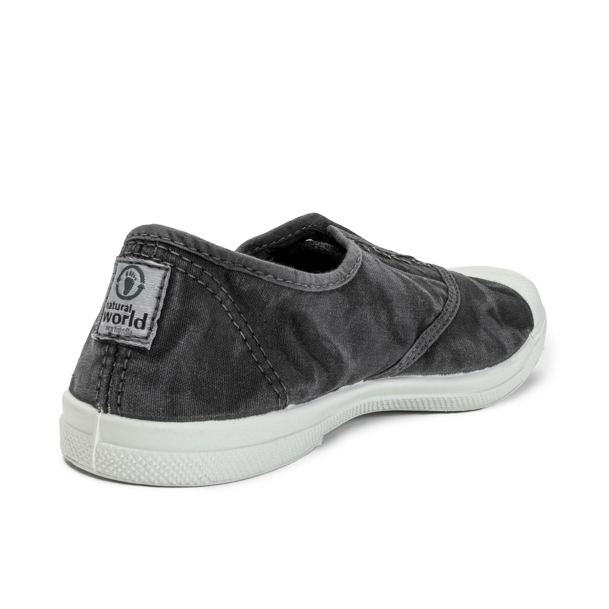 Zapatilla negro de cordón y elástico LONA102 Natural World - LONA102-144-3.jpg