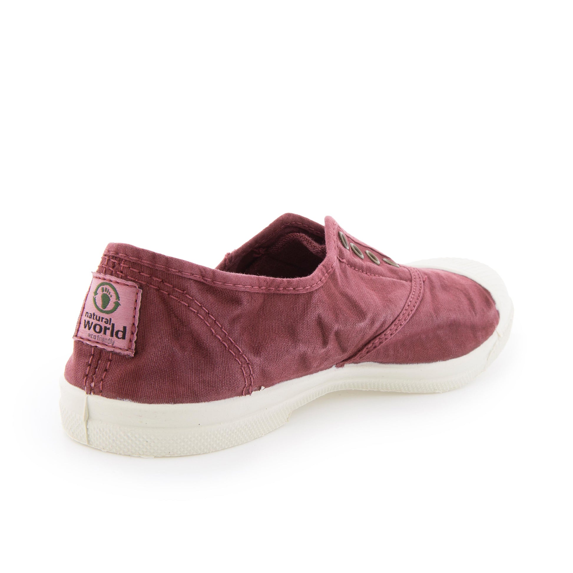 Zapatilla burdeos de cordón y elástico LONA102 Natural World - LONA102-212-3.jpg
