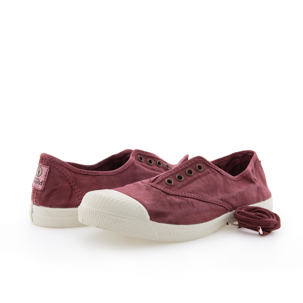Zapatilla burdeos de cordón y elástico LONA102 Natural World - LONA102-212-2.jpg