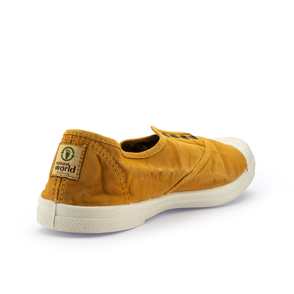 Zapatilla mostaza de cordón y elástico LONA102 Natural World - LONA102-214-3.jpg