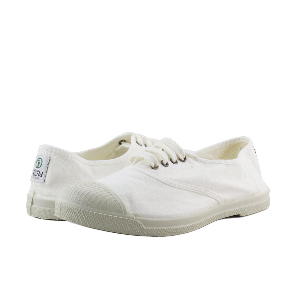 Zapatilla blanco con cordón y elástico LONA102 Natural World - LONA102-30-2.jpg