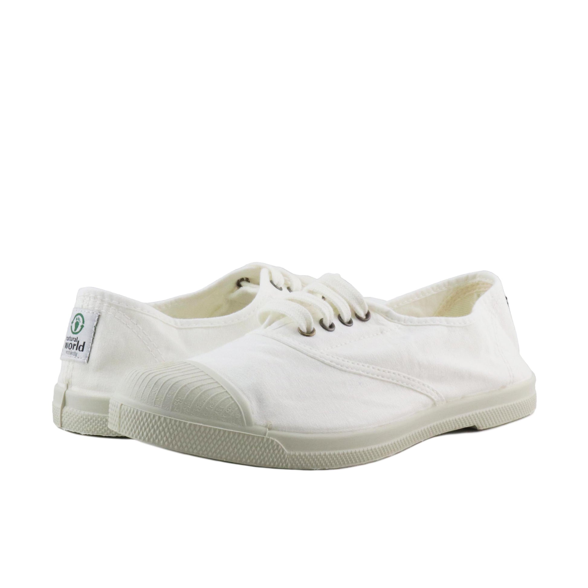 Zapatilla blanco con cordón y elástico LONA102 Natural World - LONA102-30-2.jpg