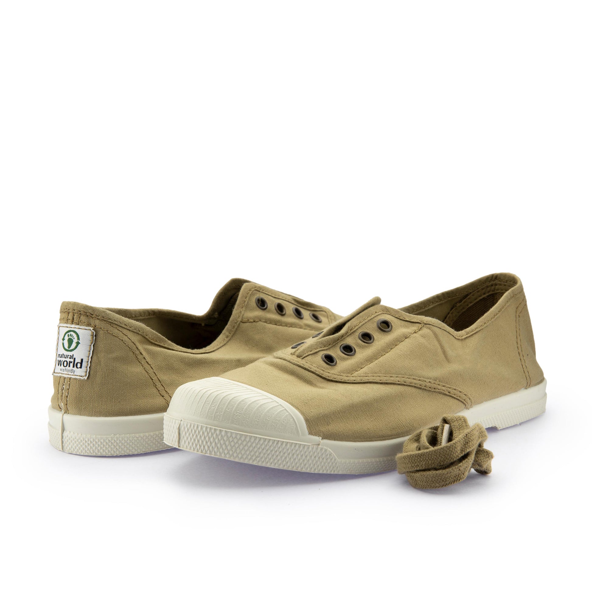 Zapatilla camel con cordón y elástico LONA102 Natural World - LONA102-67-2.jpg