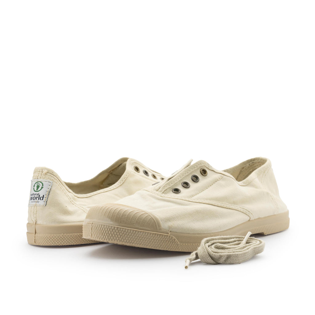 Zapatilla beige con cordón y elástico LONA133 Natural World - LONA133-161-2.jpg