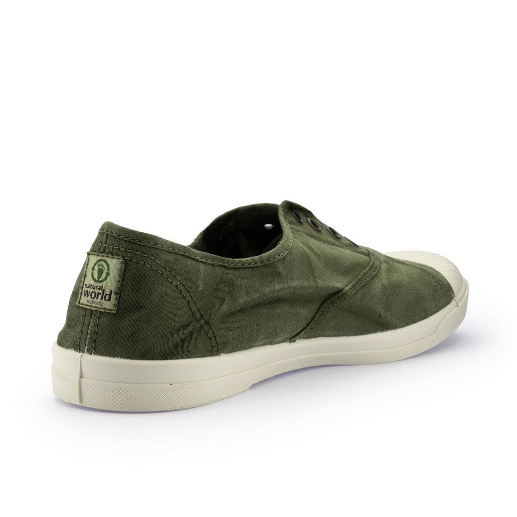 Zapatilla kaki de cordón y elástico LONA3102 Natural World - LONA3102-187-3.jpg
