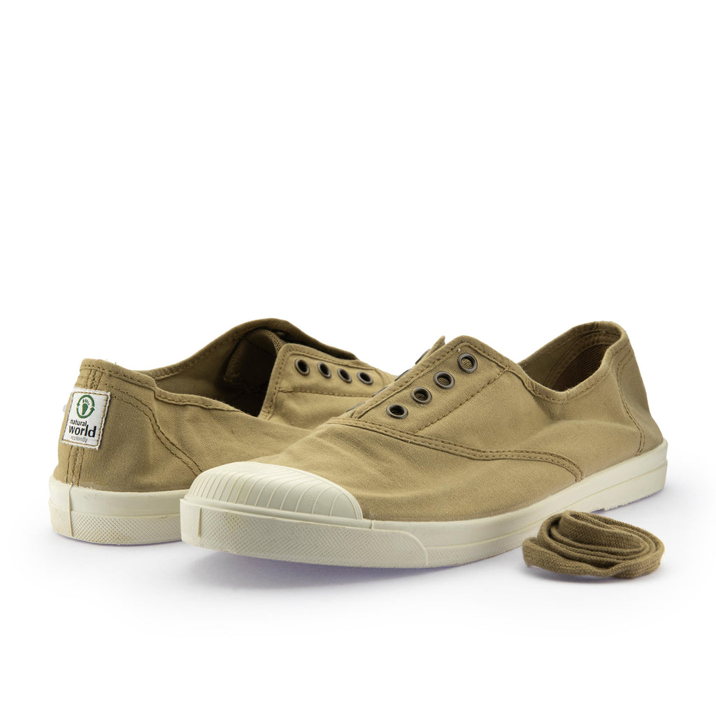 Zapatilla camel con cordón y elástico LONA3102 Natural World - LONA3102-67-2.jpg