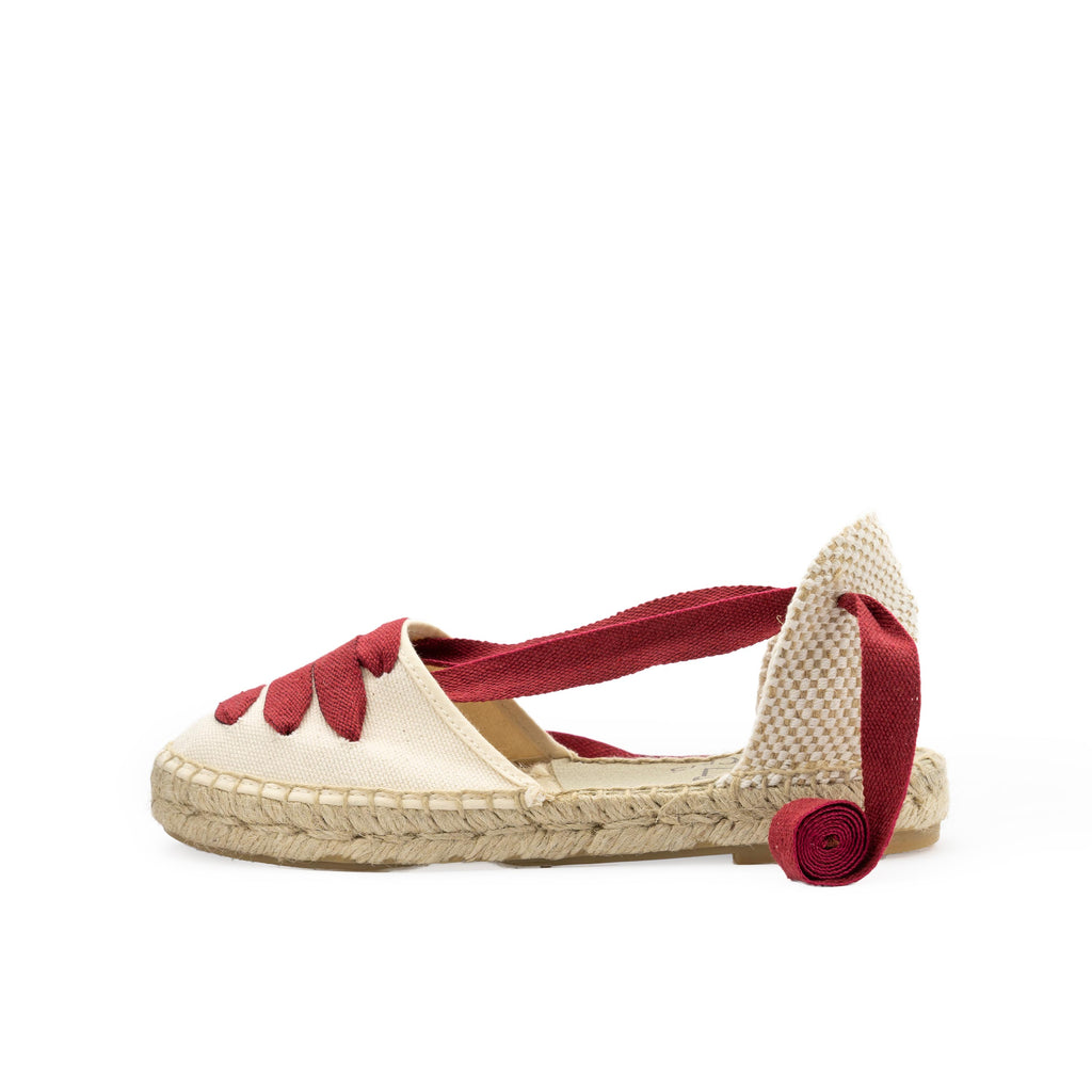 Alpargata cerrada crudo/burdeos de cintas REGCORTA Pepa&Cris - REGCORTA-583-1.jpg