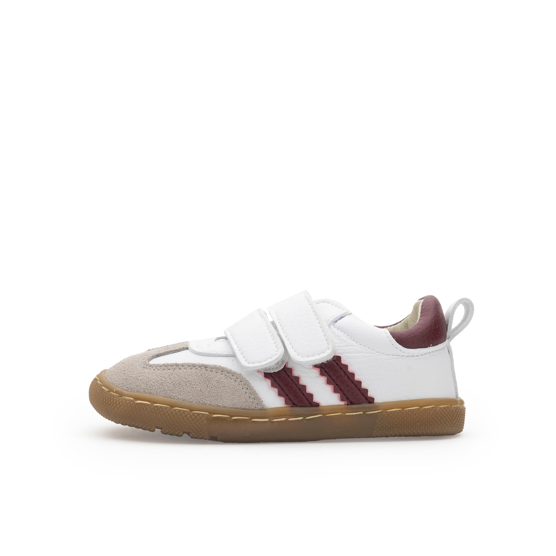 Deportiva barefoot blanco/burdeos con velcro REP Jeromín - REP-384-1.jpg