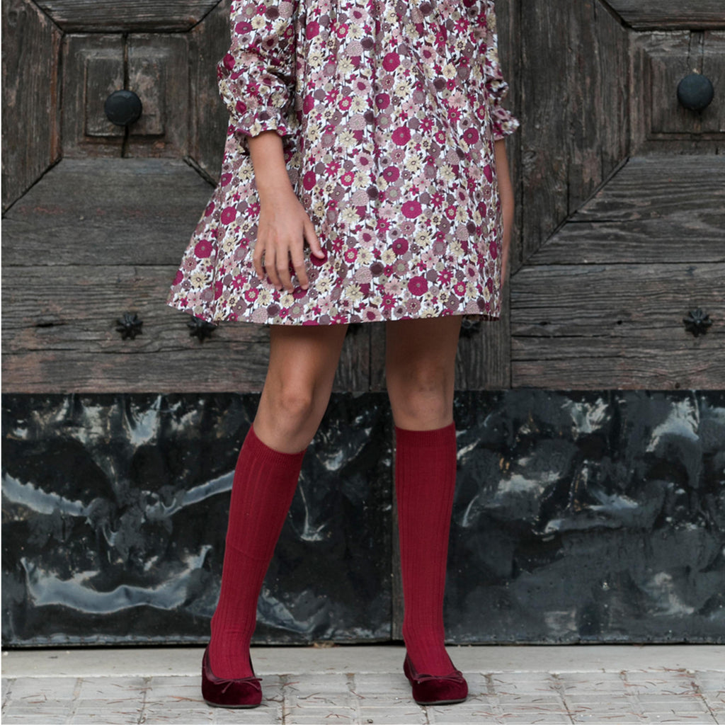 Bailarina burdeos con lazo ROLL-T de Jeromín - Bailarina terciopelo burdeos elastico y lazo Jeromín