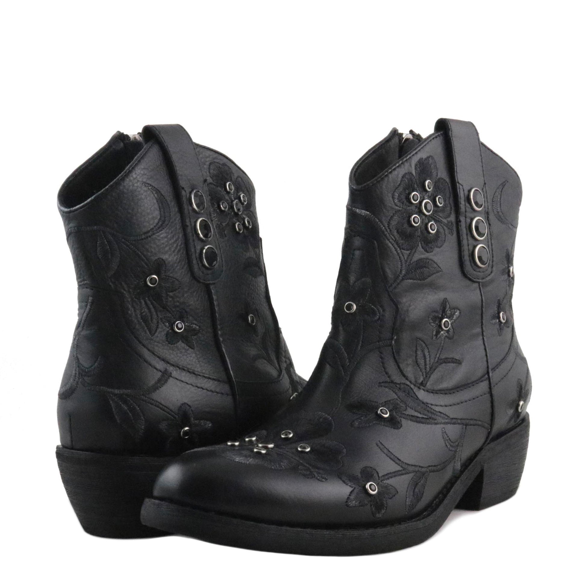 Botín cowboy negro con cremallera RW606 de Pepa & Cris - RW606-20-2.jpg