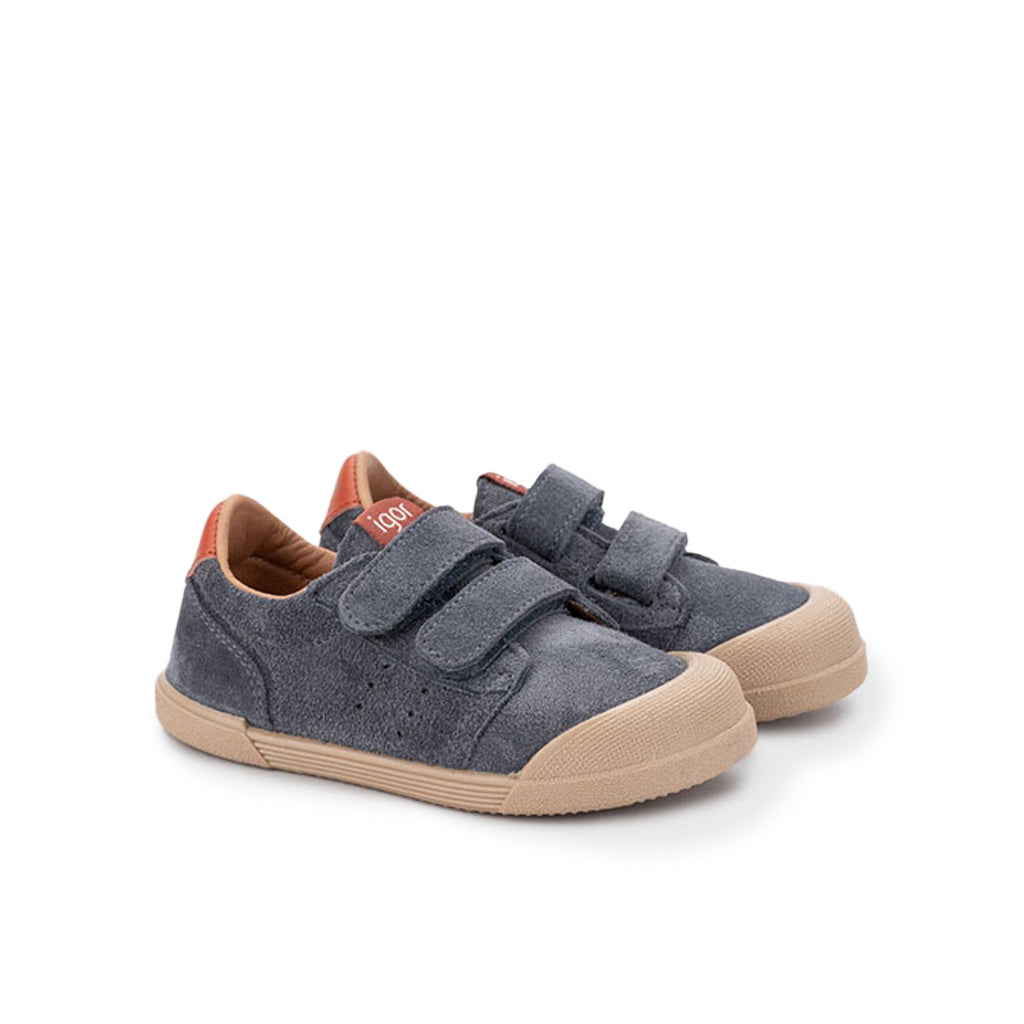Zapatilla barefoot ante gris con velcro TENNIS Igor