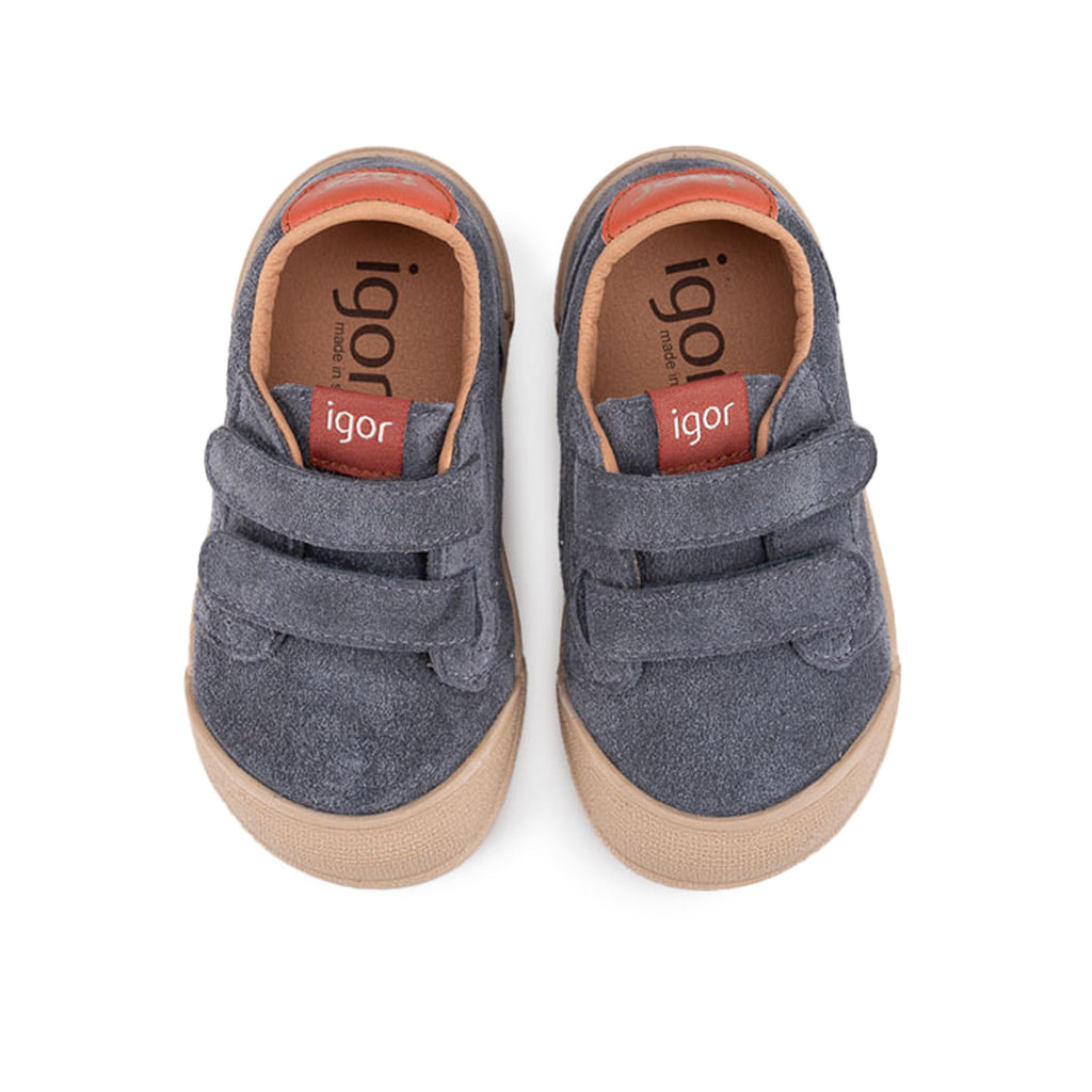 Zapatilla barefoot ante gris con velcro TENNIS Igor