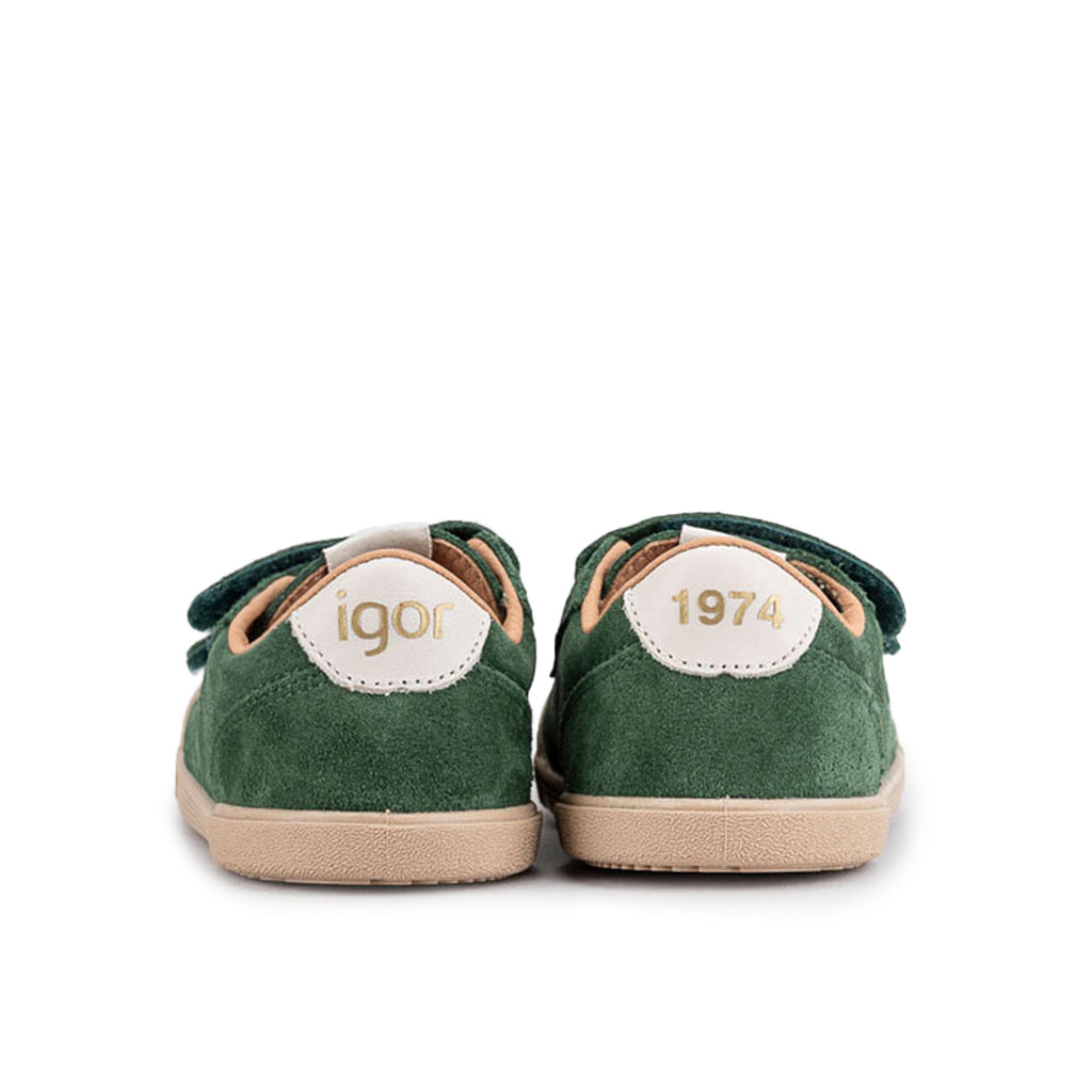 Zapatilla barefoot ante verde con velcro TENNIS Igor