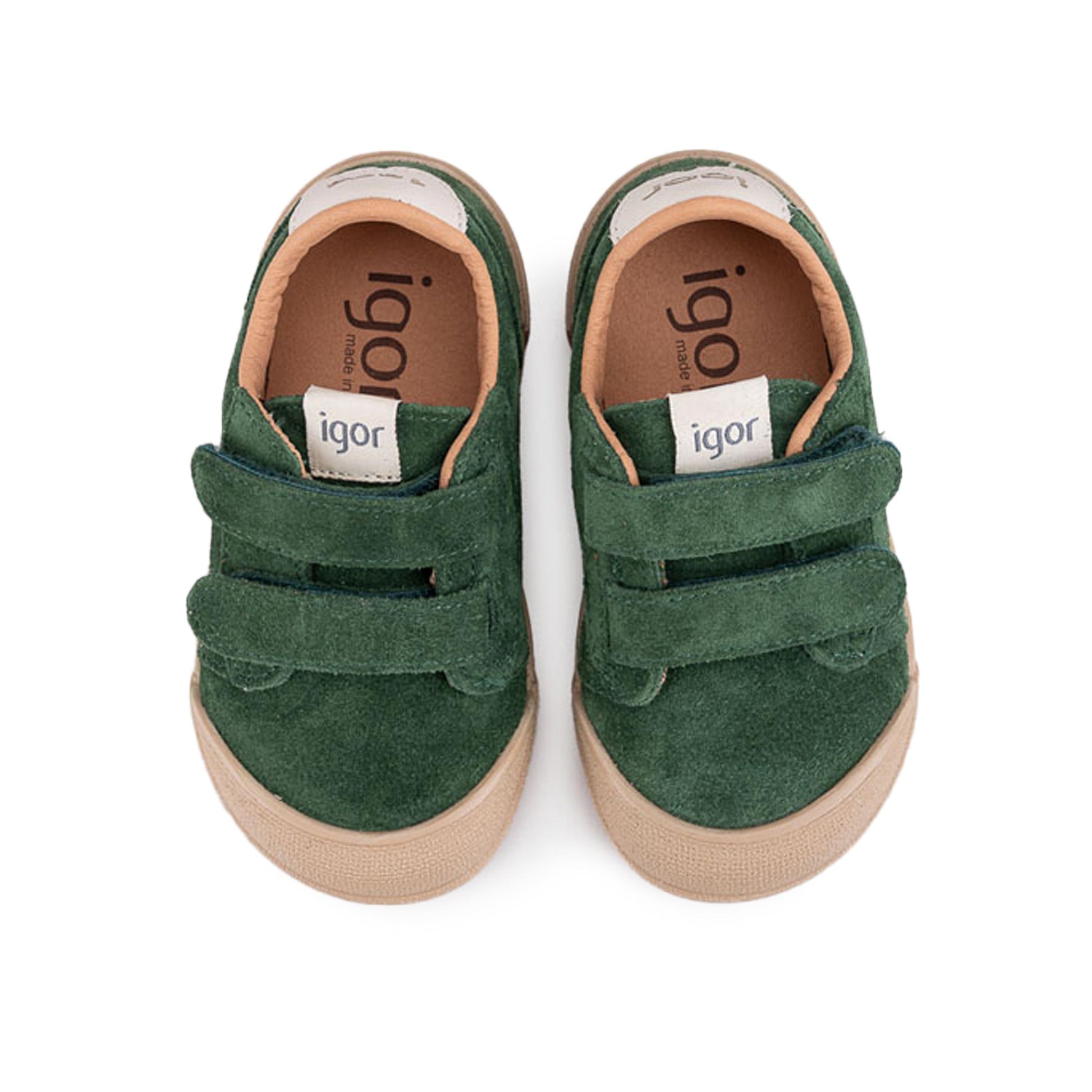 Zapatilla barefoot ante verde con velcro TENNIS Igor