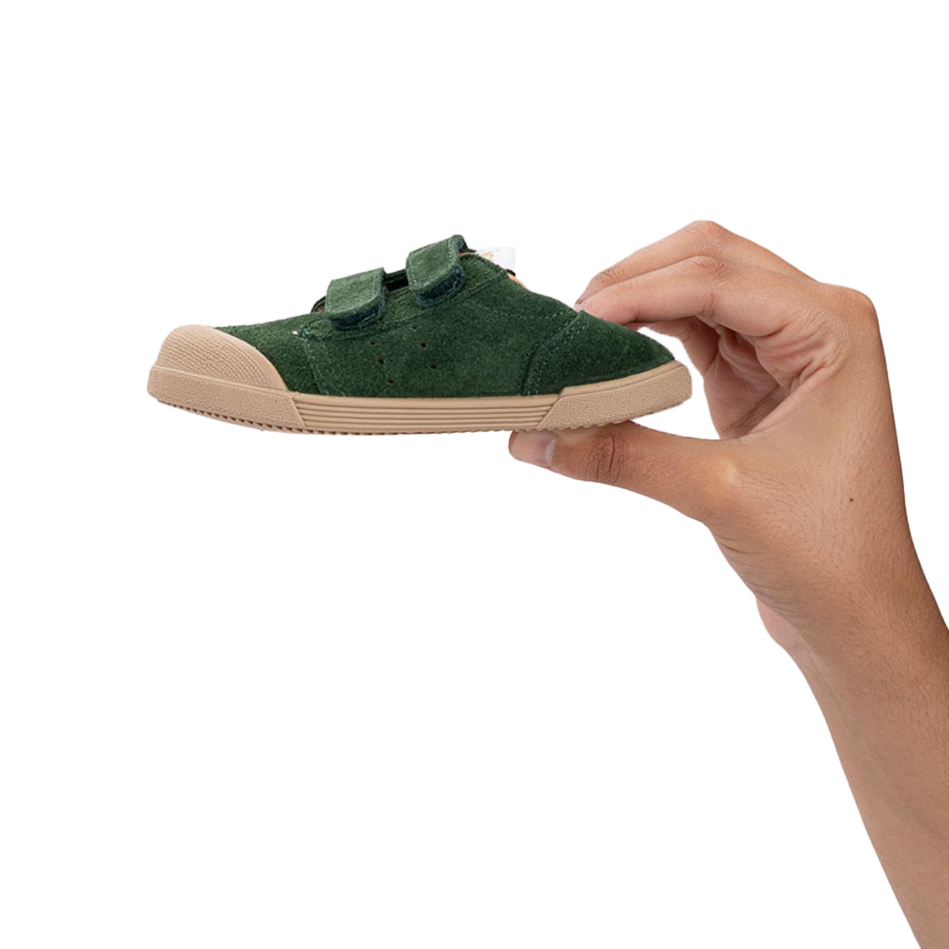 Zapatilla barefoot ante verde con velcro TENNIS Igor