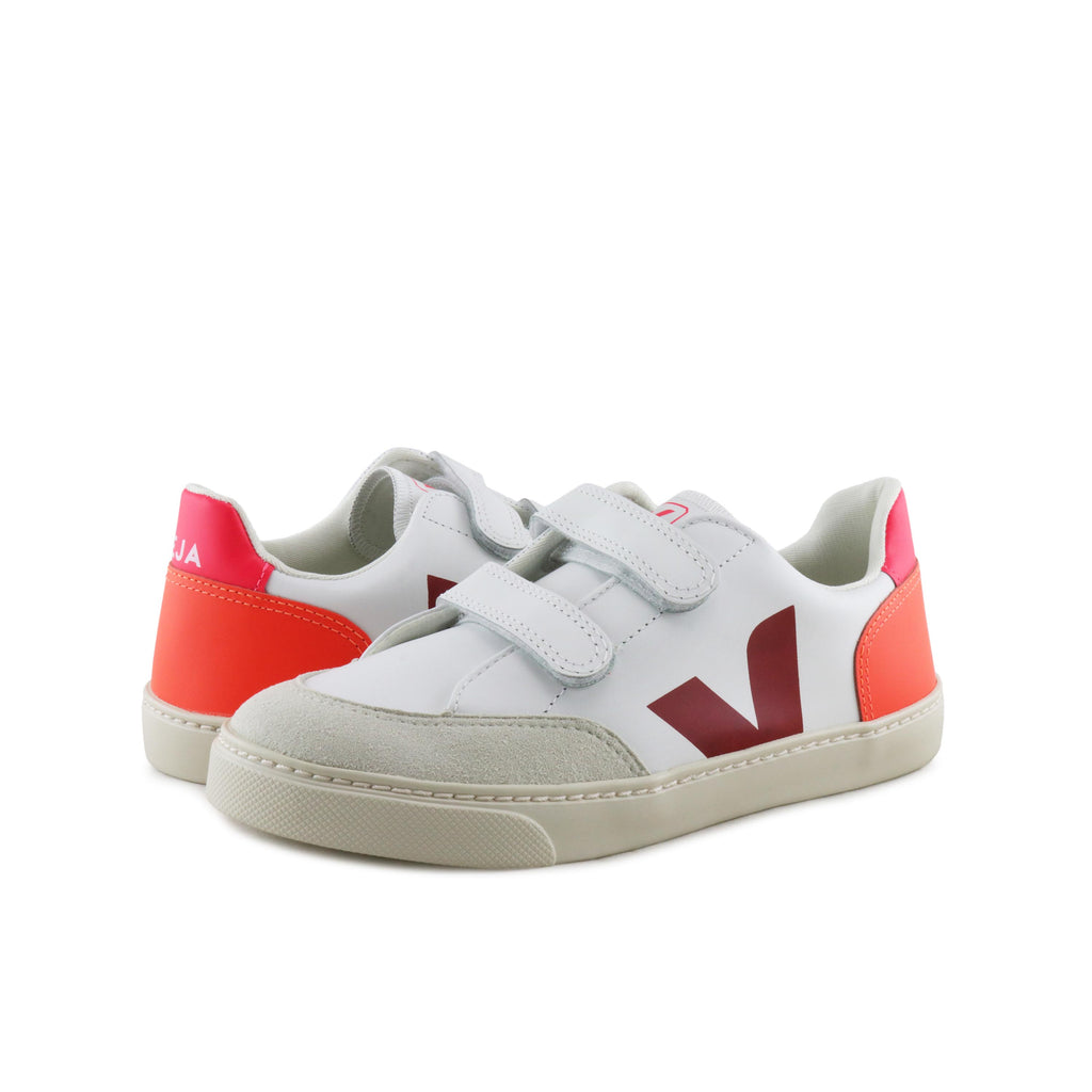 Deportiva burdeos/naranja con velcro V12VEL de Veja - V12VEL-388-2.jpg