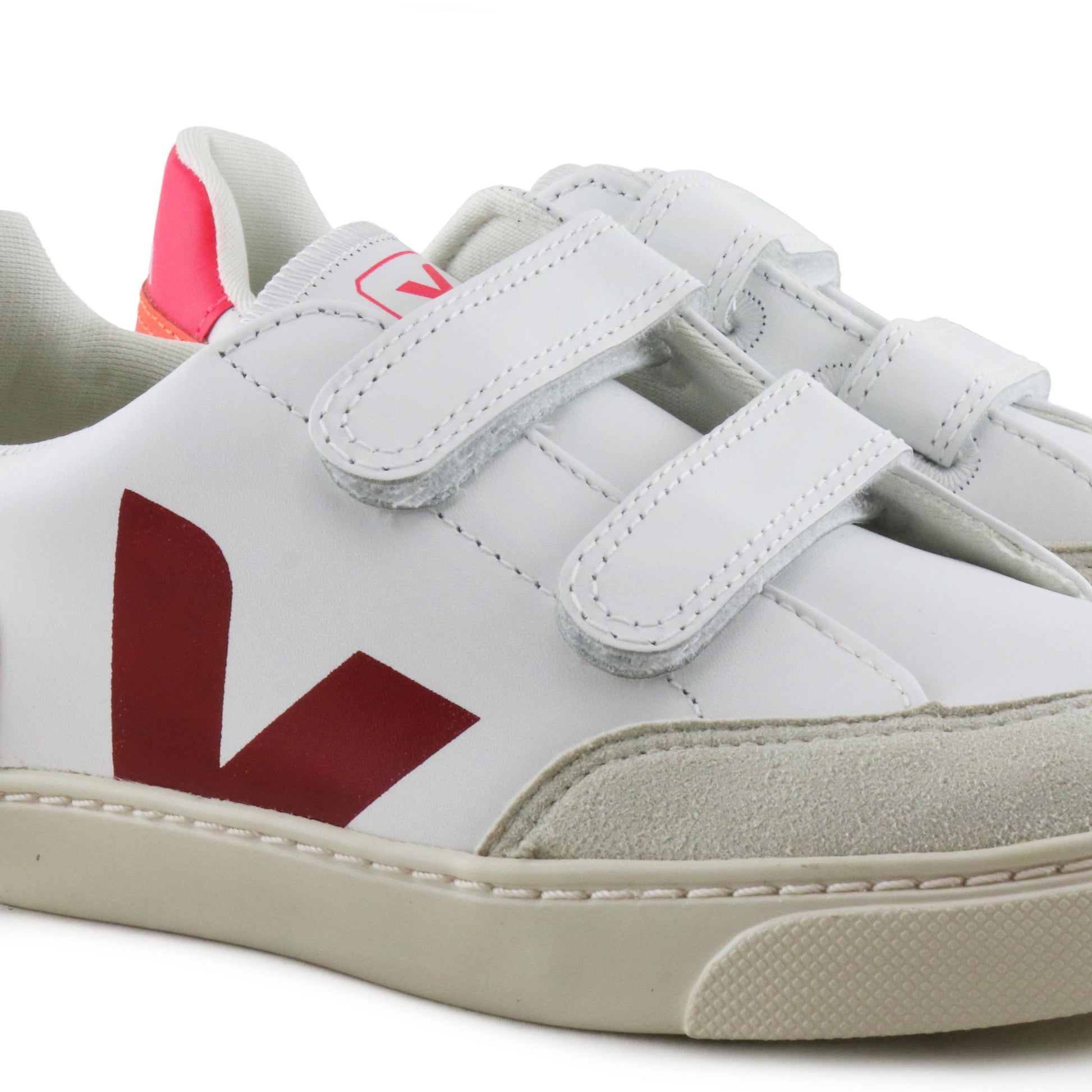 Deportiva burdeos/naranja con velcro V12VEL de Veja - V12VEL-388-5.jpg