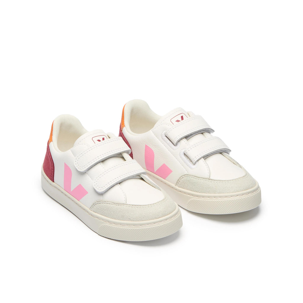Deportiva blanco/rosa con velcro V12VEL de Veja
